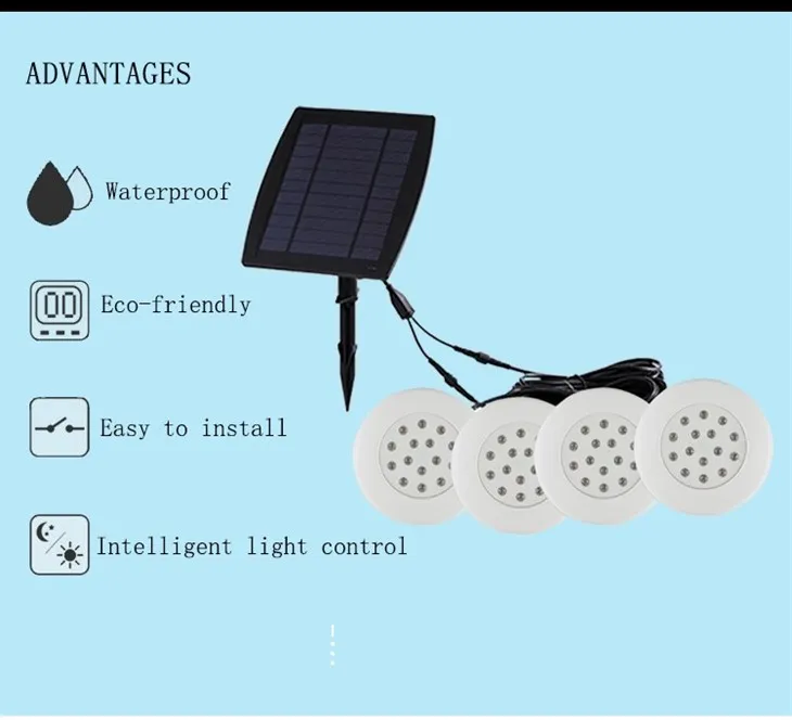 IP65 RGB led Solar Underwater light 4