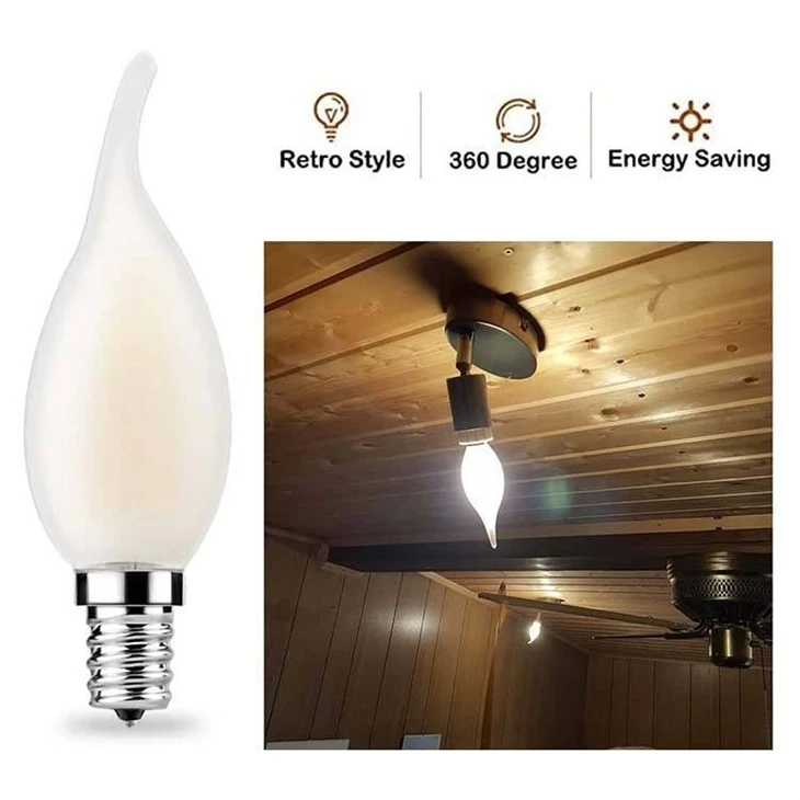 White Frosted LED Filament Flame Bulb Light factory